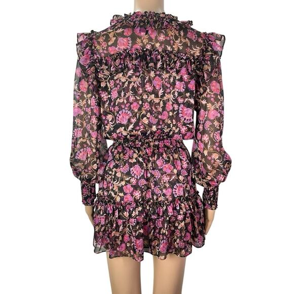 Misa Los Angeles Karla Floral Print Sheer Ruffle Long Sleeve Mini Dress - Picture 4 of 12